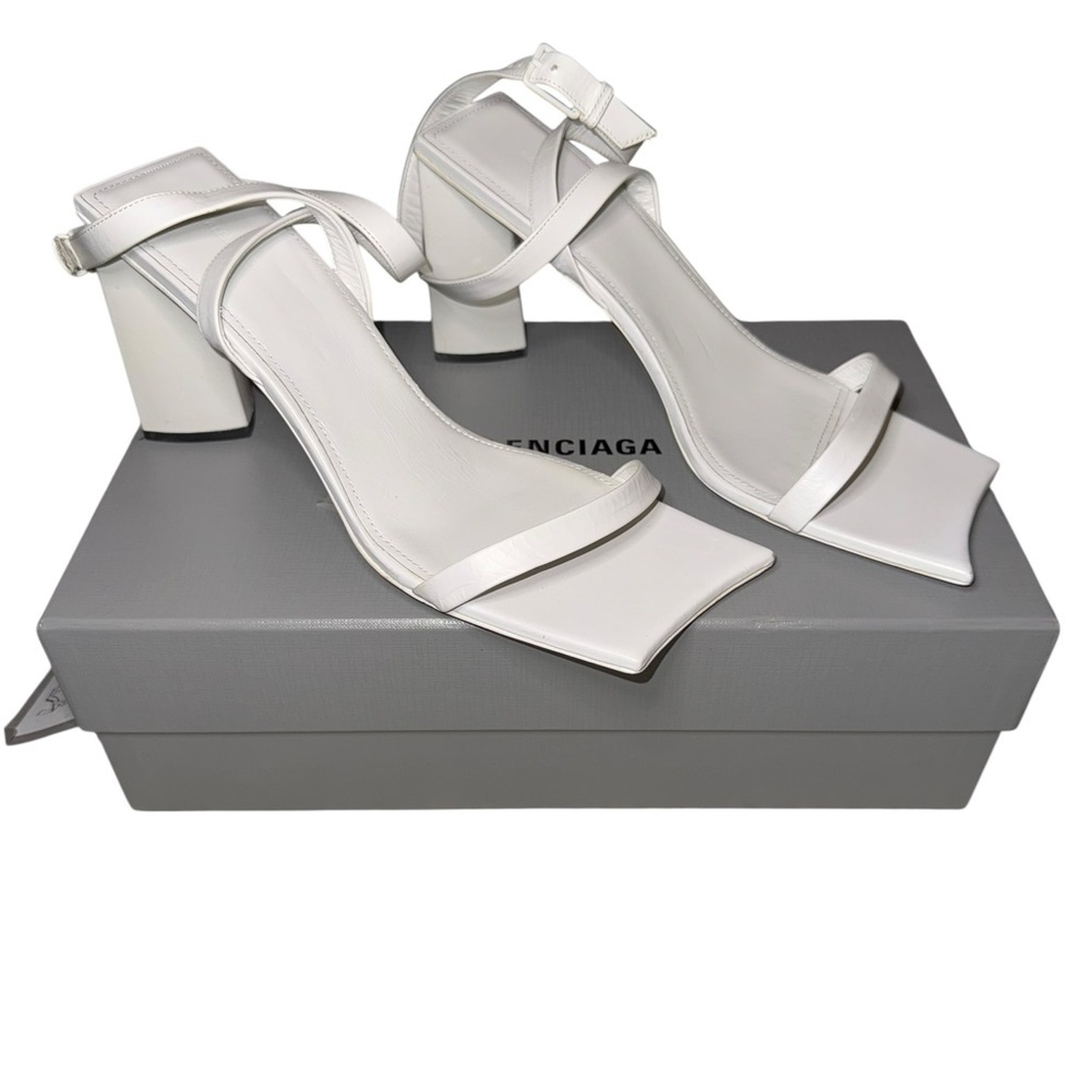 Balenciaga White Ankle Strap Heels